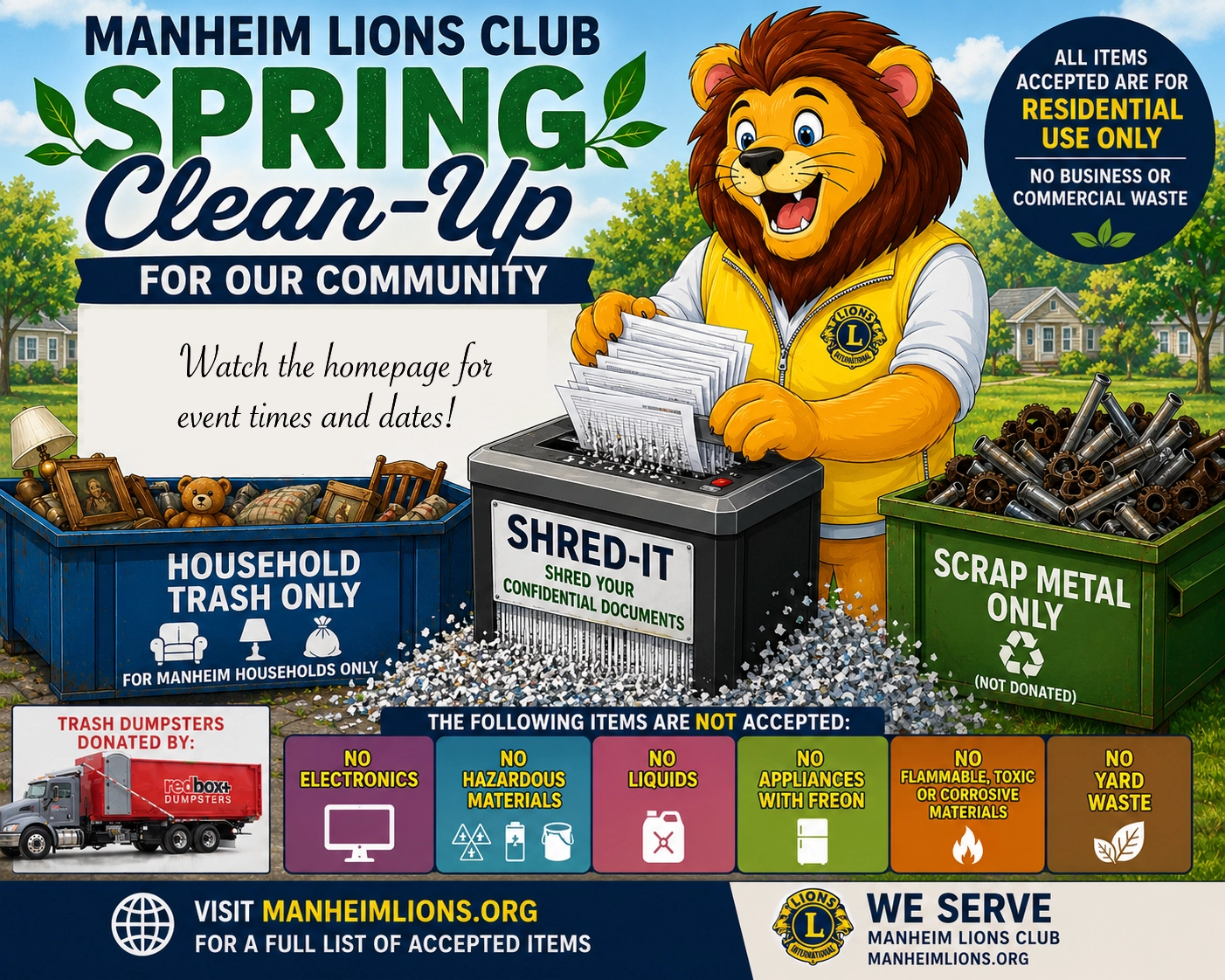 Manheim Lions Club Spring Clean-up Banner