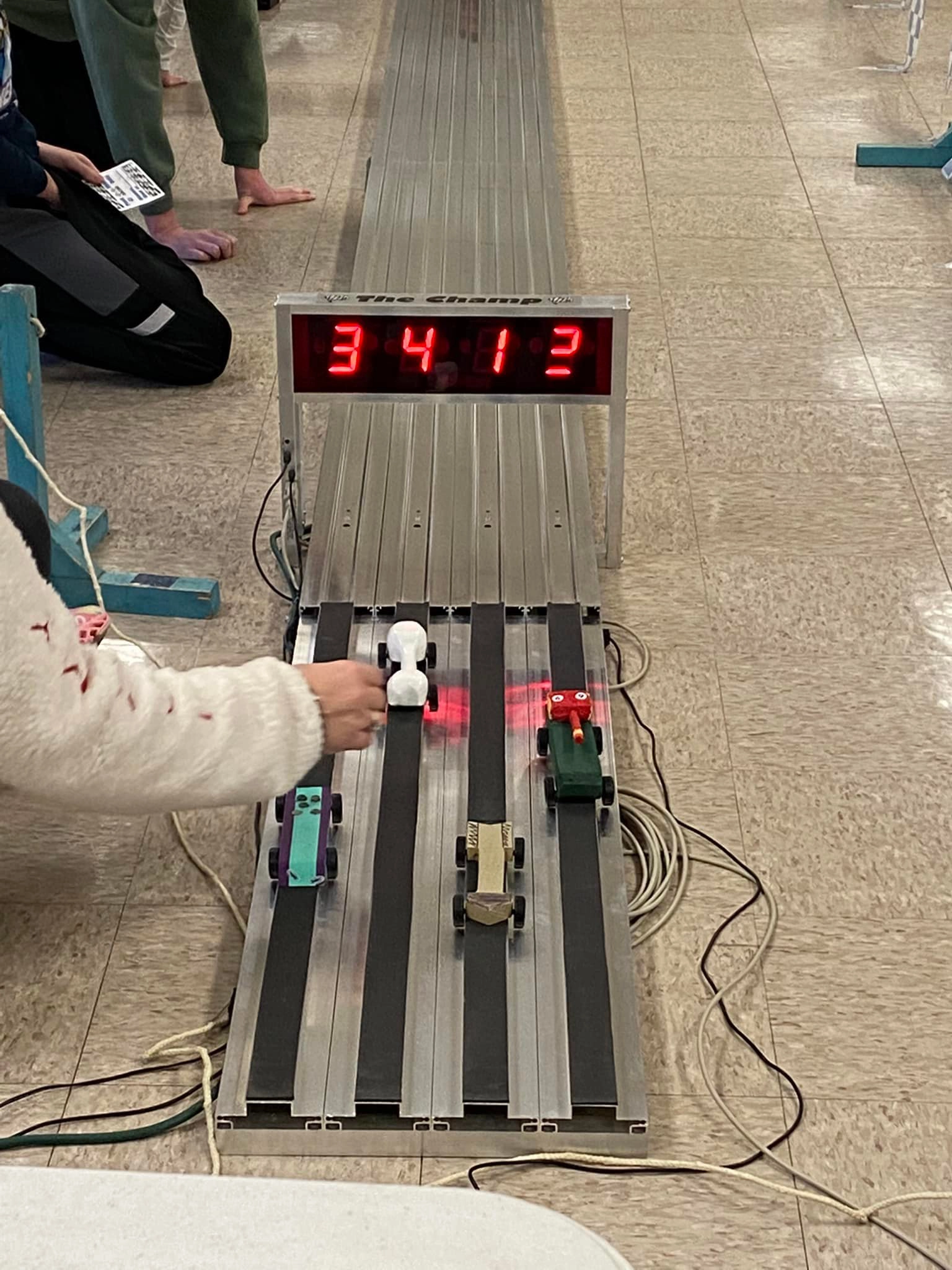 A photo of the finish line after a race finished.