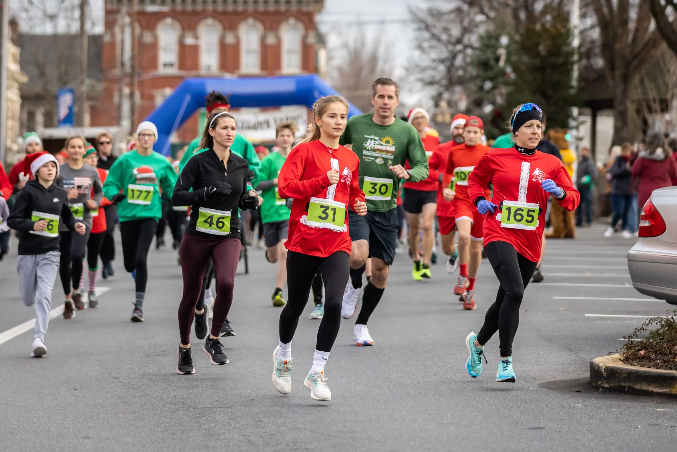 Runners starting the Santa 5K Run & Walk
